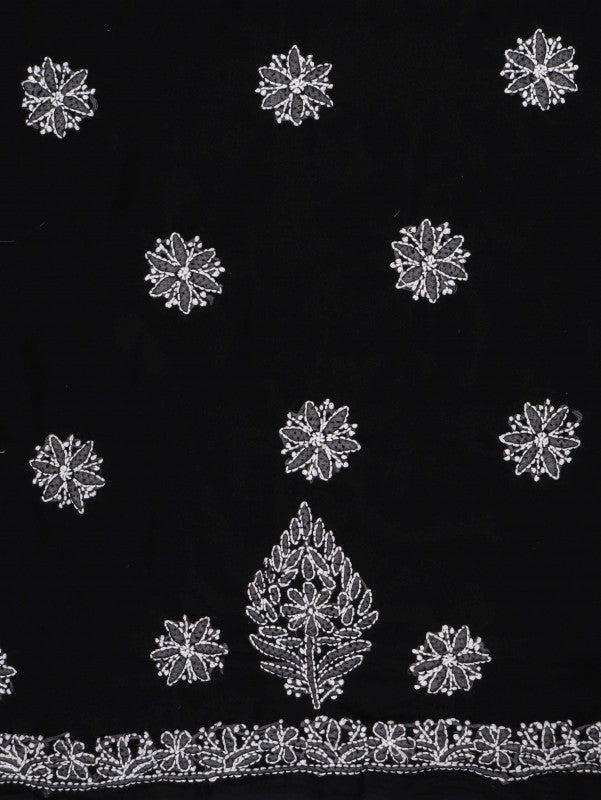 Ada Hand Embroidered Black Georgette Lucknowi Chikan Unstitched Suit Piece A211226