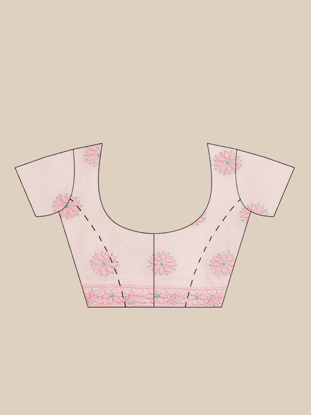 Ada Hand Embroidered Pink Cotton Lucknow Chikan Saree With Blouse-A311211