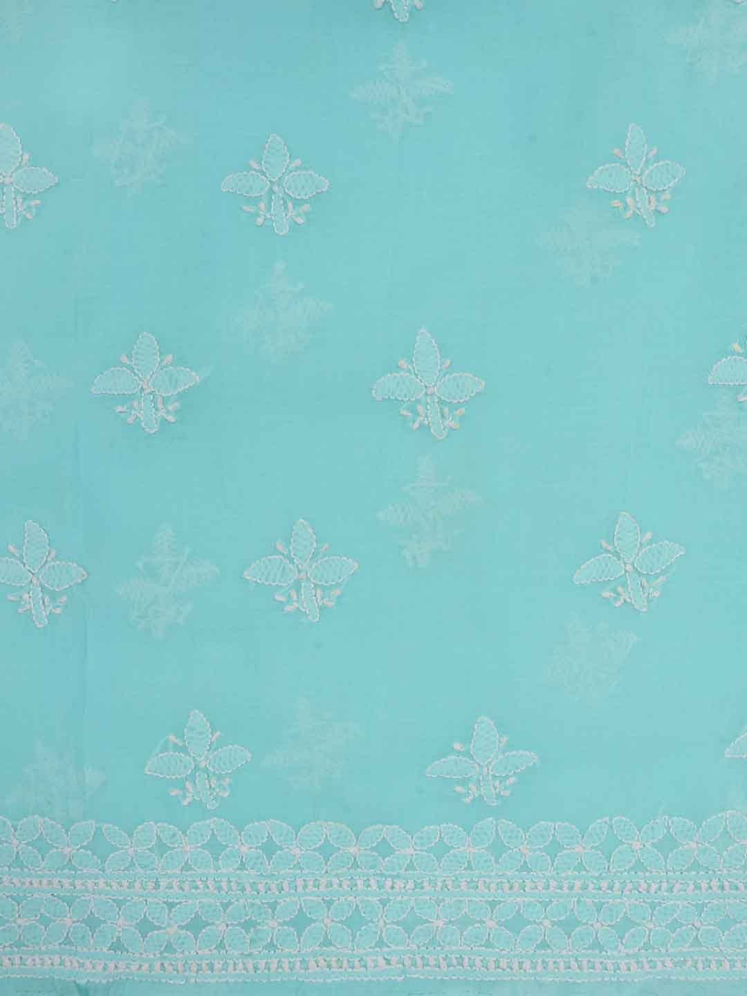 Ada Hand Embroidered Sea Green Cotton Lucknowi Chikankari Unstitched Suit Piece 01A184320