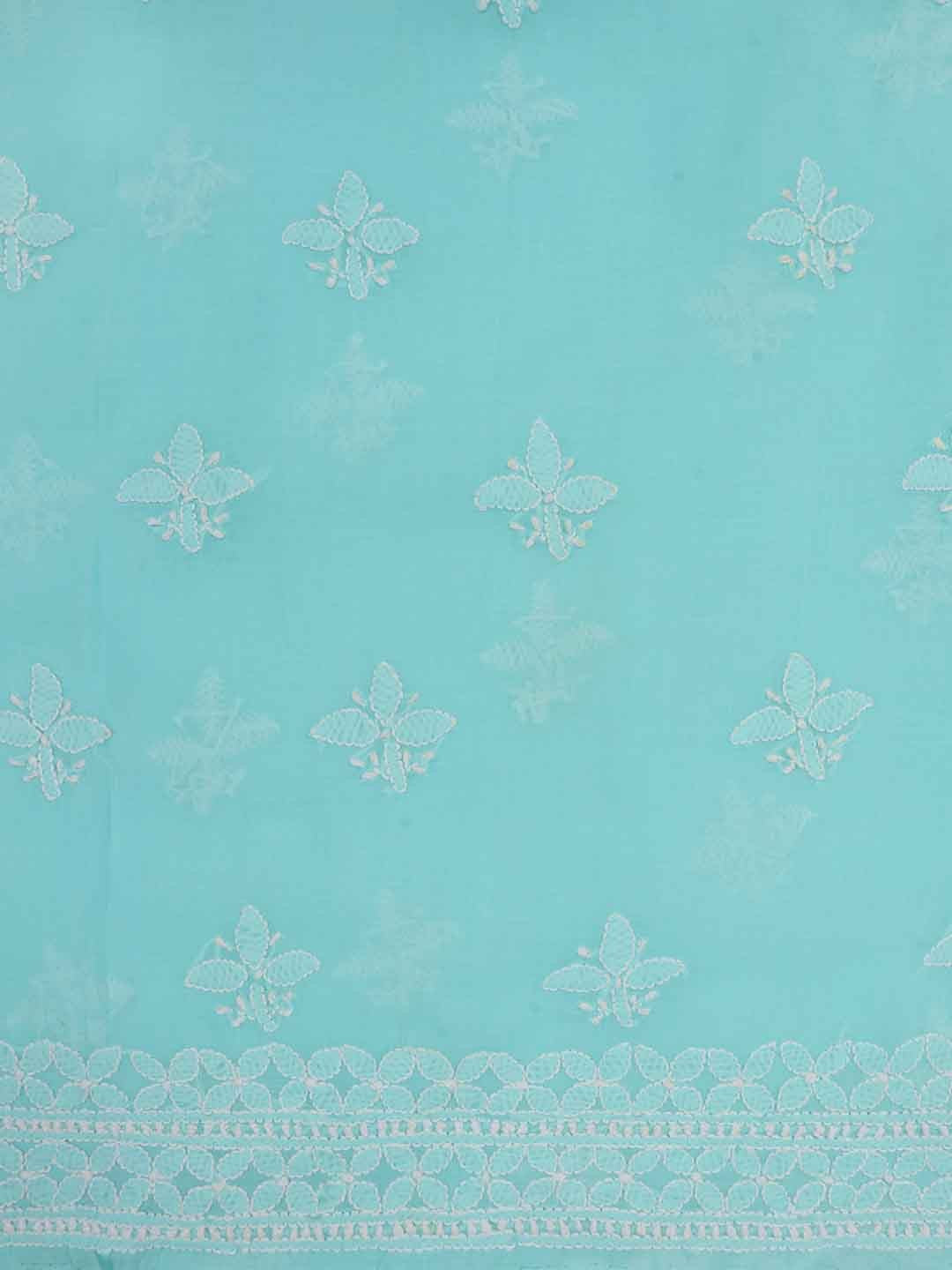 Ada Hand Embroidered Sea Green Cotton Lucknowi Chikankari Unstitched Suit Piece 01A184320