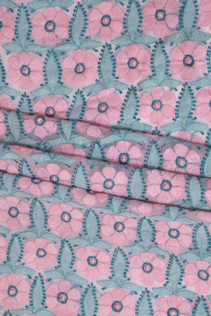 Ada Hand Embroidered Pink Georgette Lucknowi Chikankari Unstitched Suit Piece A611906