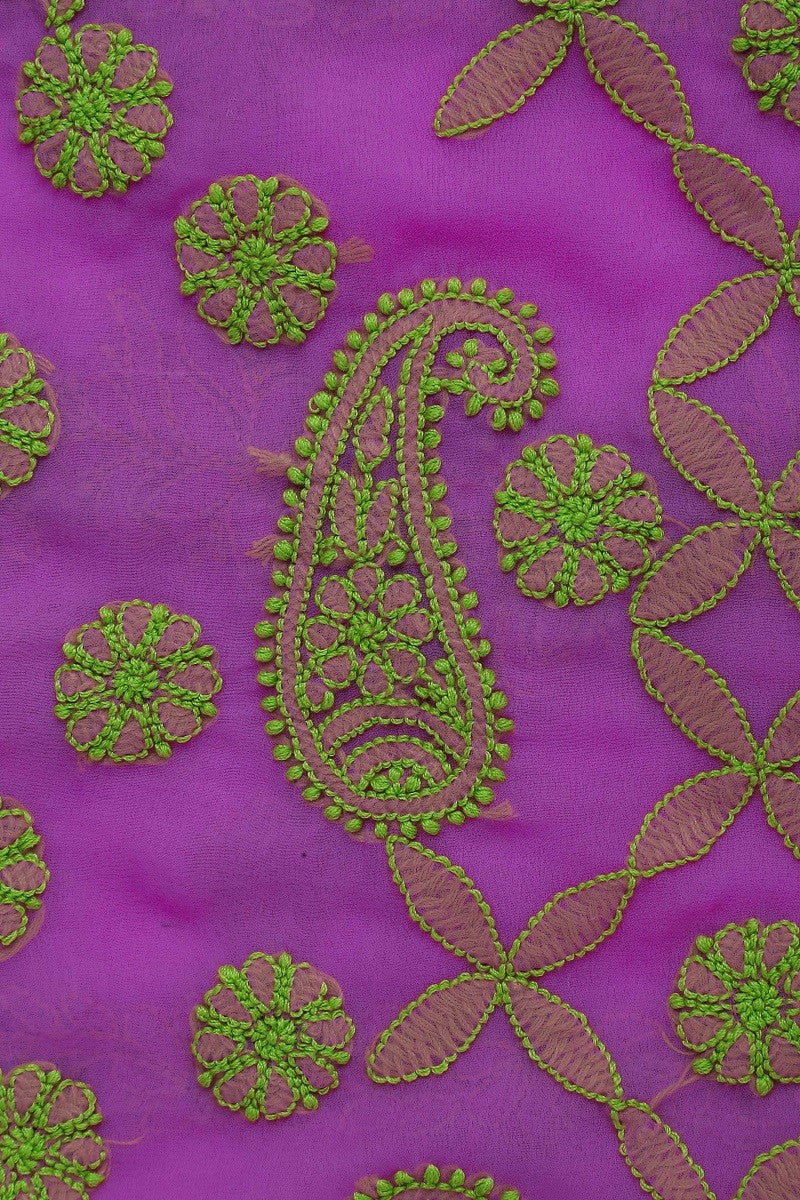 Ada Exclusive Handcrafted Pink Georgette Lucknowi Chikankari Saree with Blouse A204967