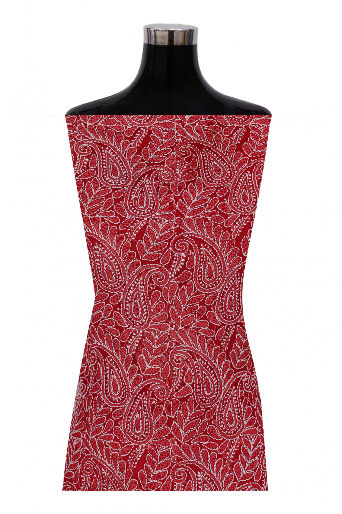 Ada Hand Embroidered Red Georgette Lucknowi Chikan Unstitched Suit Piece A507450