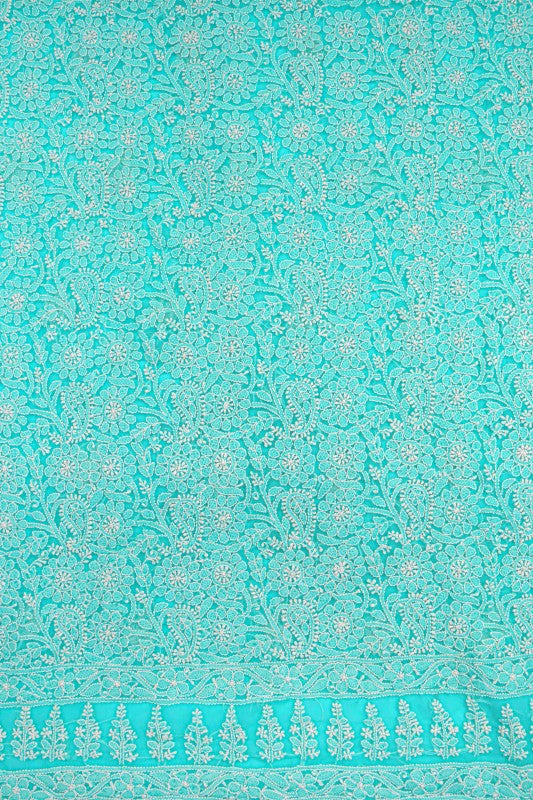 Ada Hand Embroidered Sea Green Georgette Lucknowi Chikan Unstitched Suit Piece A608153