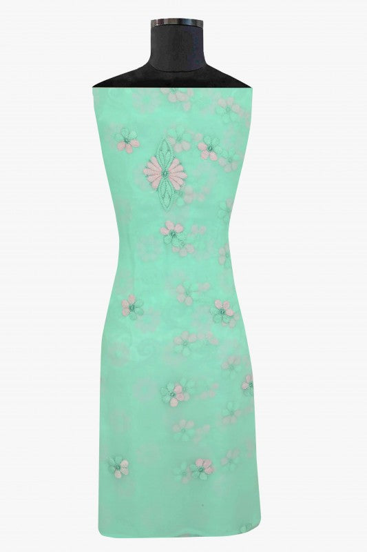 Ada Hand Embroidered Sea Green Georgette Lucknowi Chikan Unstitched Suit Piece A630426