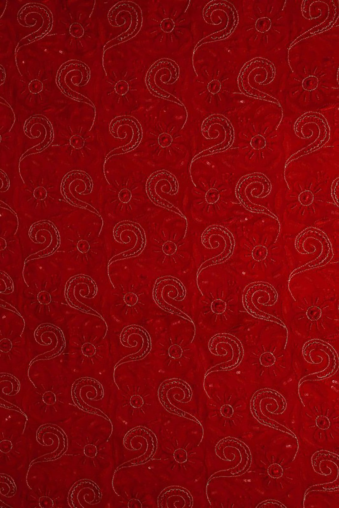 Ada Hand Embroidered Red Georgette Lucknowi Chikankari Unstitched Kurta Dupatta Set With Pearl & Sequinned work A611696