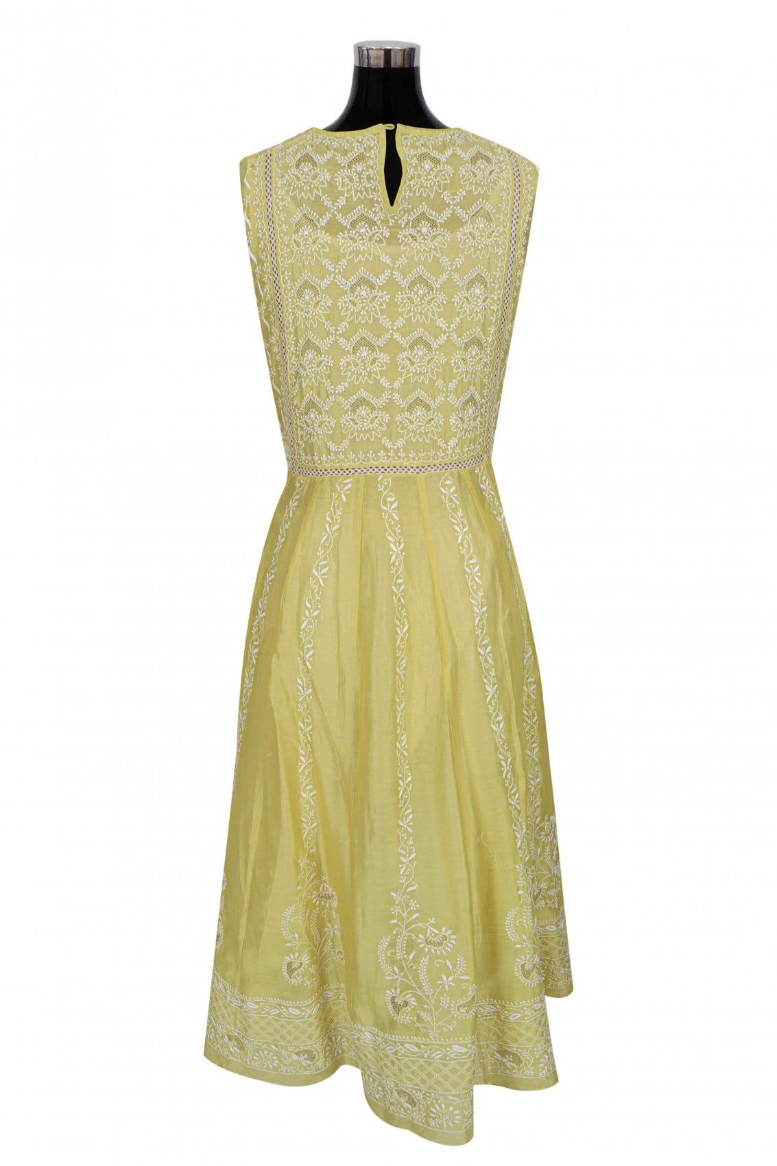 Ada Hand Embroidered Lemon Chanderi Lucknowi Chikankari Semi-Stitched Anarkali Kurta Dupatta Set With Zari Work 01A229767