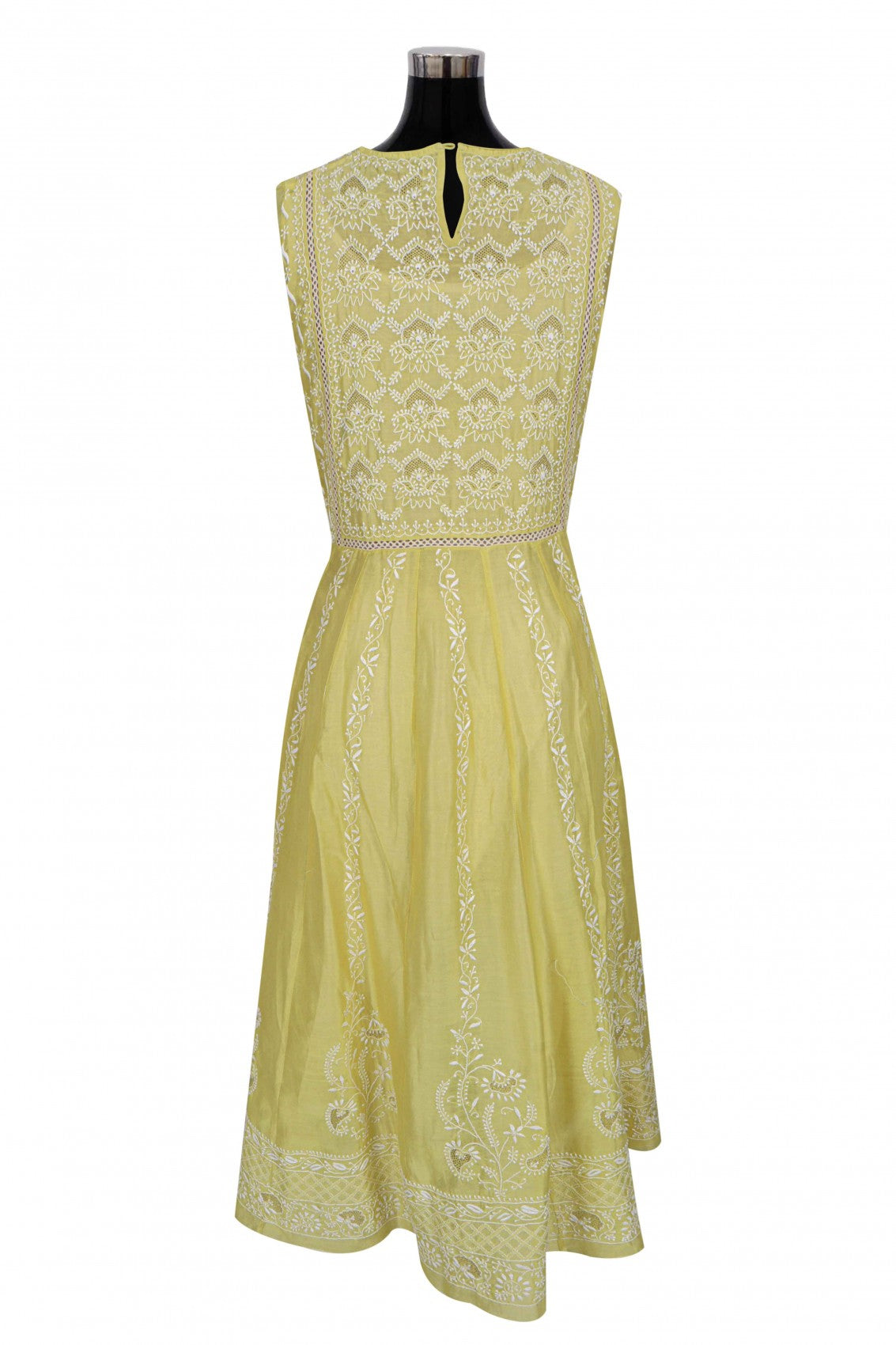 Ada Hand Embroidered Lemon Chanderi Lucknowi Chikankari Semi-Stitched Anarkali Kurta Dupatta Set With Zari Work 01A229767