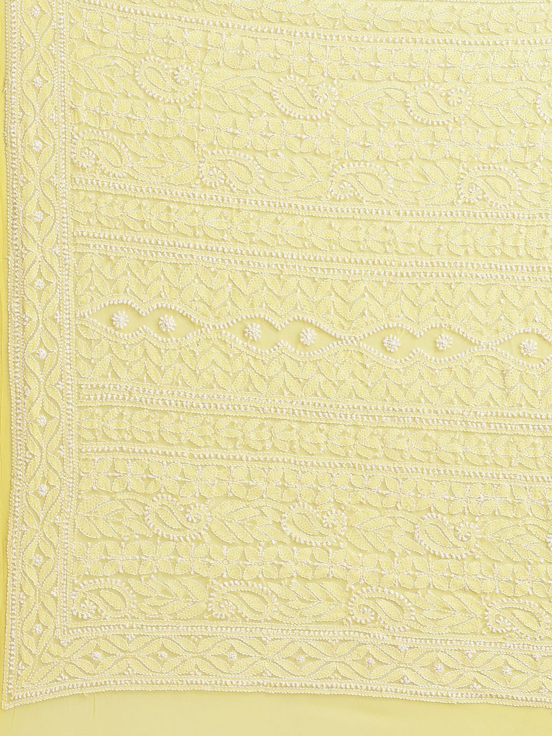Ada Hand Embroidered Yellow Georgette Lucknow Chikan Saree with Blouse A311302