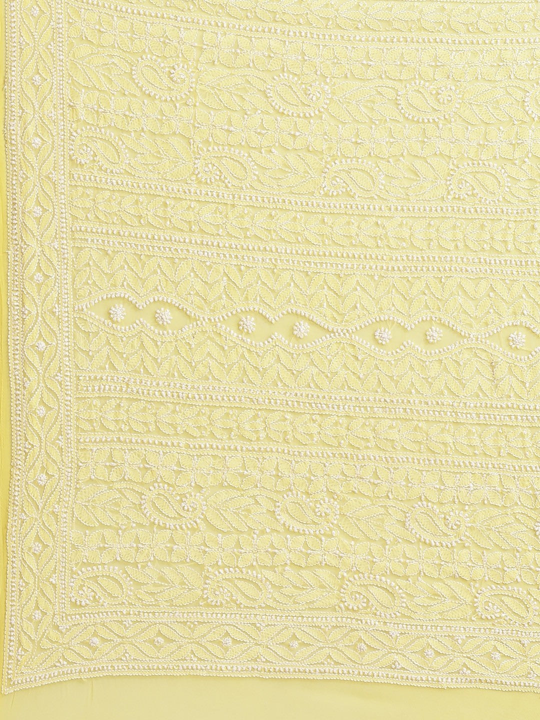 Ada Hand Embroidered Yellow Georgette Lucknow Chikan Saree with Blouse A311302