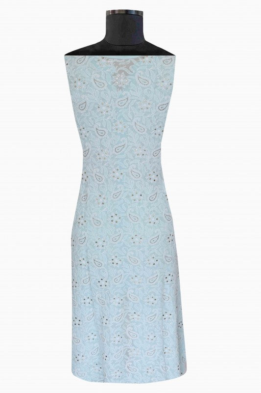 Ada Hand Embroidered Light Blue Pure Georgette Lucknowi Chikankari Semi-stitched Suit Piece Muqaish Work-A431436