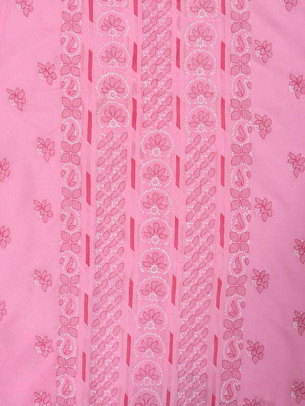 Ada Hand Embroidered Pink Cotton Lucknowi Chikankari Unstitched Suit Piece 01A106148