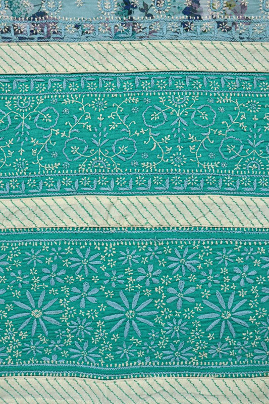 Ada Hand Embroidered Sea Green Cotton Lucknowi Chikan Unstitched Suit Piece A478843