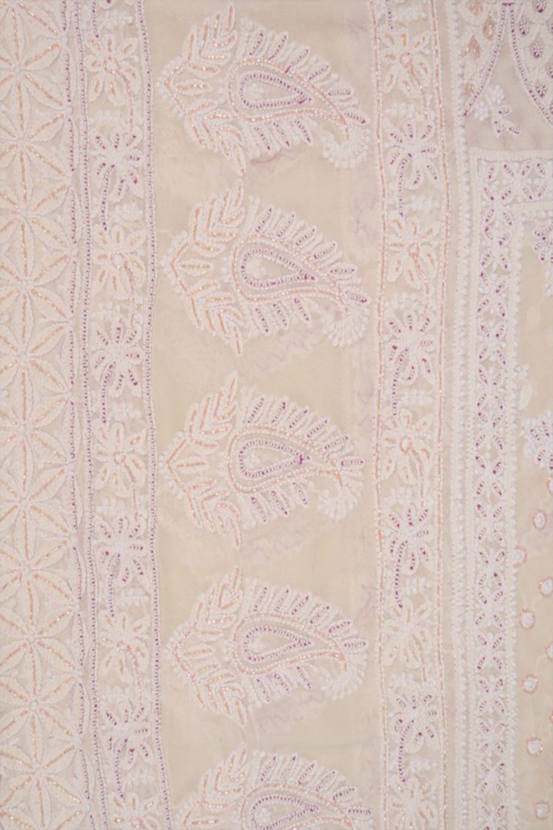 Ada Hand Embroidered White Pure Georgette Lucknowi Chikankari Dupatta With Cutdana Work 01A75753