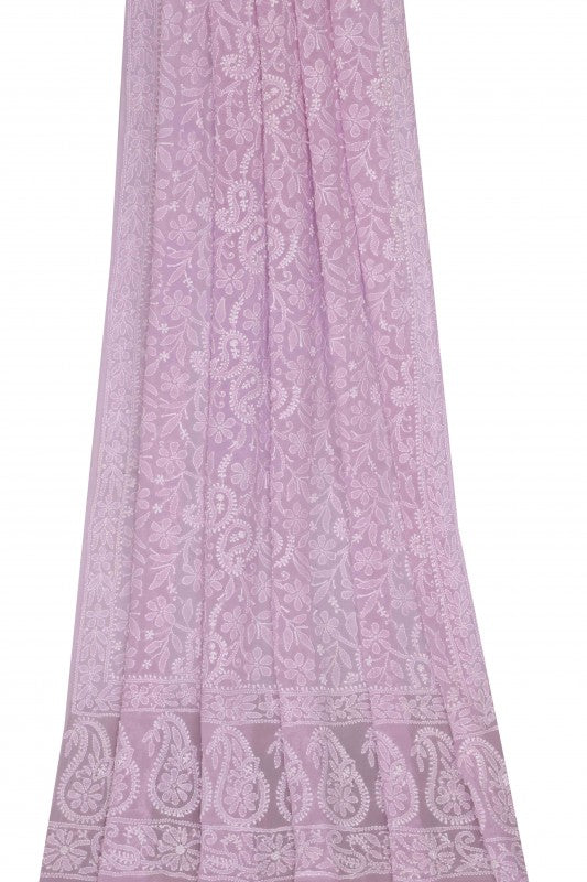 Ada Hand Embroidered Mauve Pure Georgette Lucknowi Chikankari Dupatta A599257
