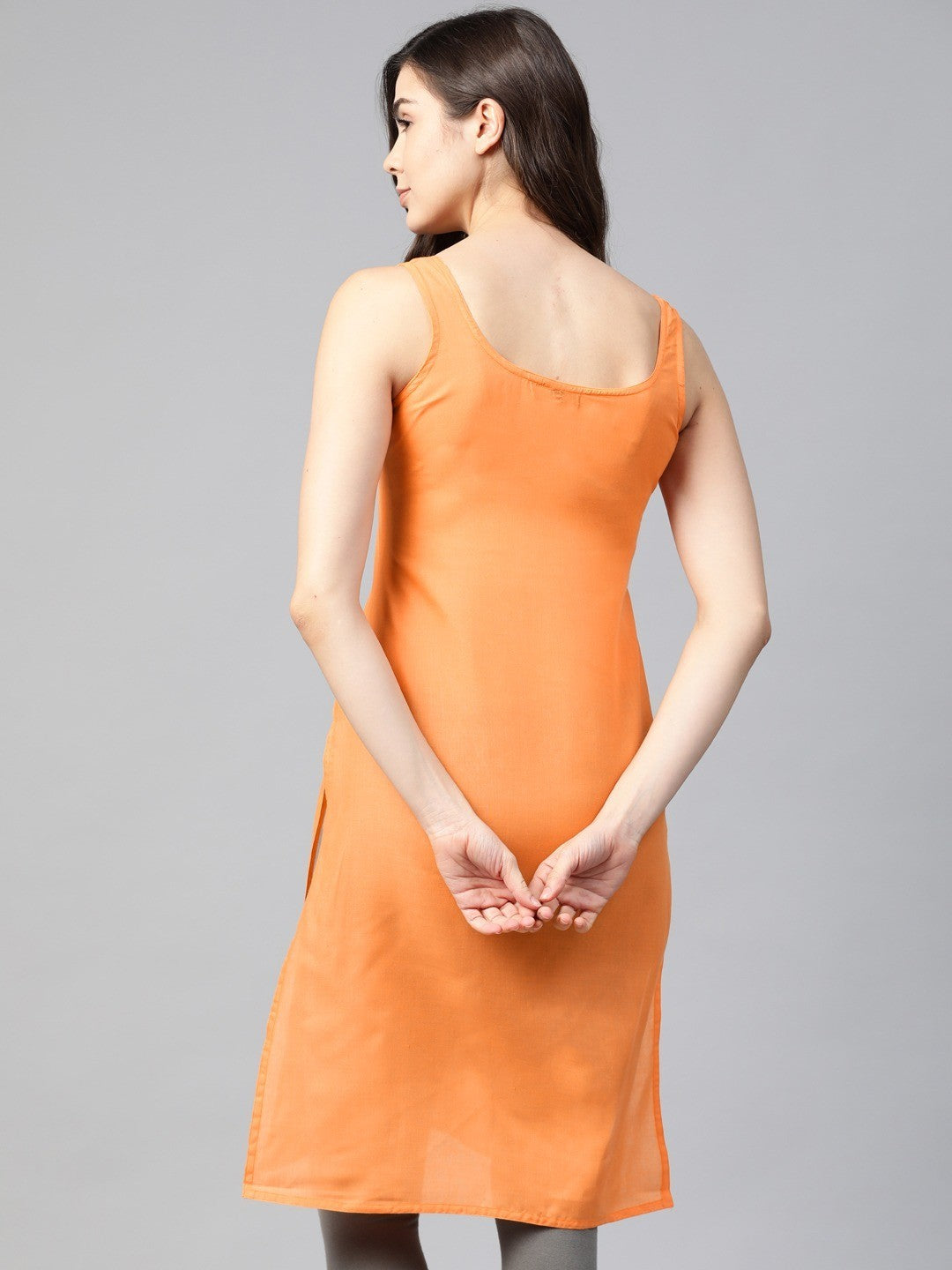 Ada White & Orange Cotton Long Slips Combo Of 2 A111140.