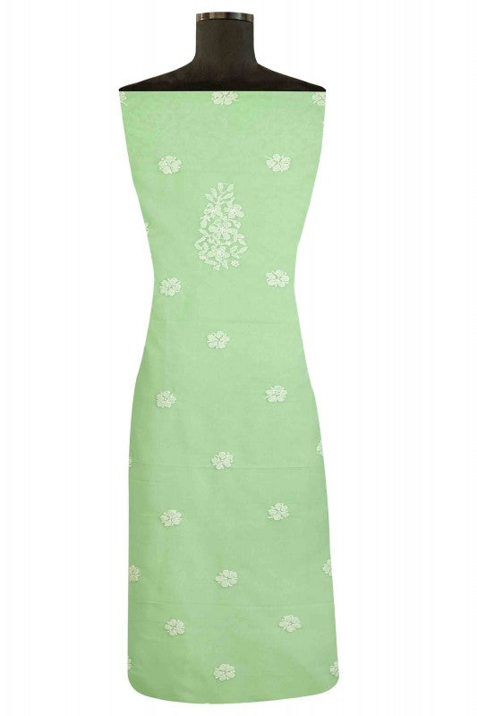 Ada Hand Embroidered Mint Green Georgette Lucknowi Chikan Unstitched Kurta Dupatta with Gota Patti Work A406297