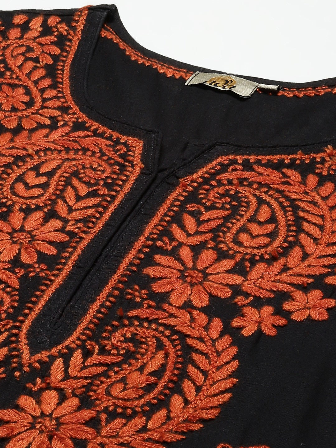Ada Hand Embroidered Black Cotton Lucknowi Chikankari Straight Kurta A411277