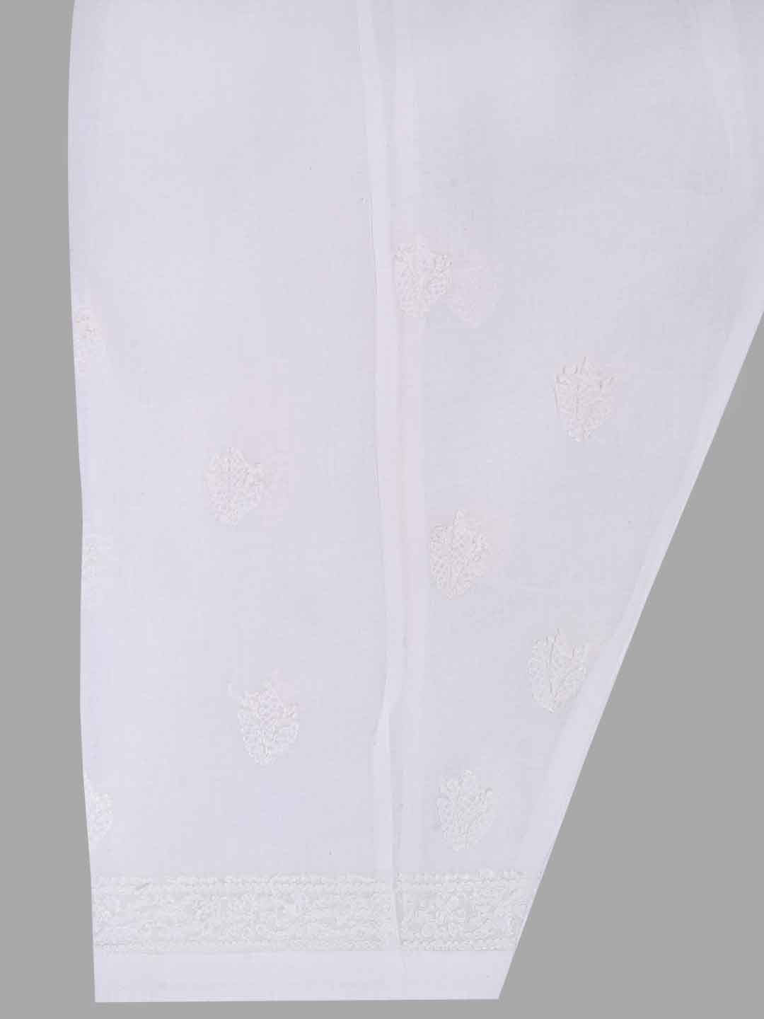 Ada Hand Embroidered White Cotton Lucknowi Chikankari Kurta Dupatta With Salwar Set A599166