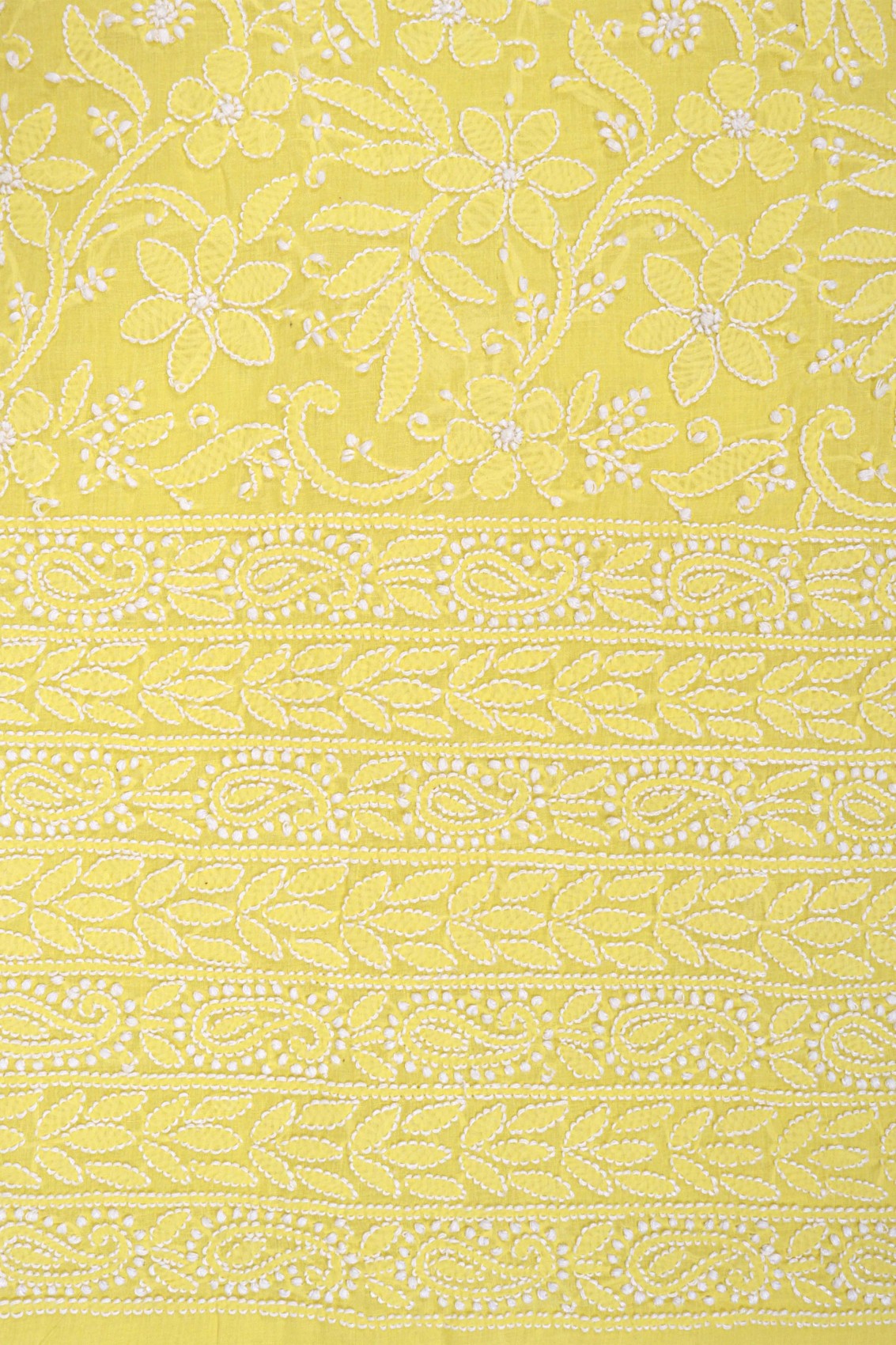 Ada Hand Embroidered Yellow Cotton Lucknowi Chikankari Unstitched Suit Piece 01A204075