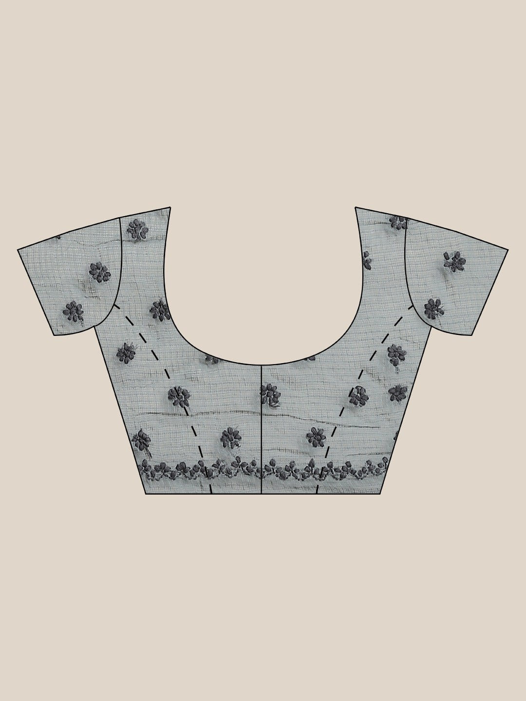 Ada Hand Embroidered Grey Kota Lucknow Chikan Saree With Blouse- A311123