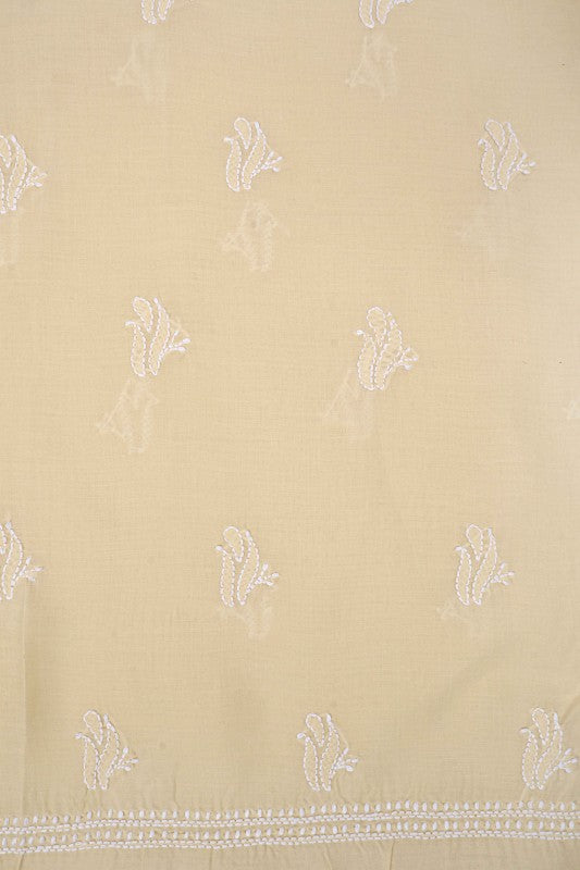 Ada Hand Embroidered Fawn Cotton Lucknowi Chikan Unstitched Suit Piece A603795