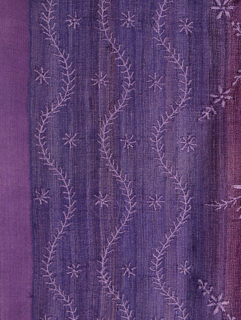Ada Hand Embroidered Mauve Ghicha Silk Dule Tone Lucknowi Chikankari Saree With Blouse A583546