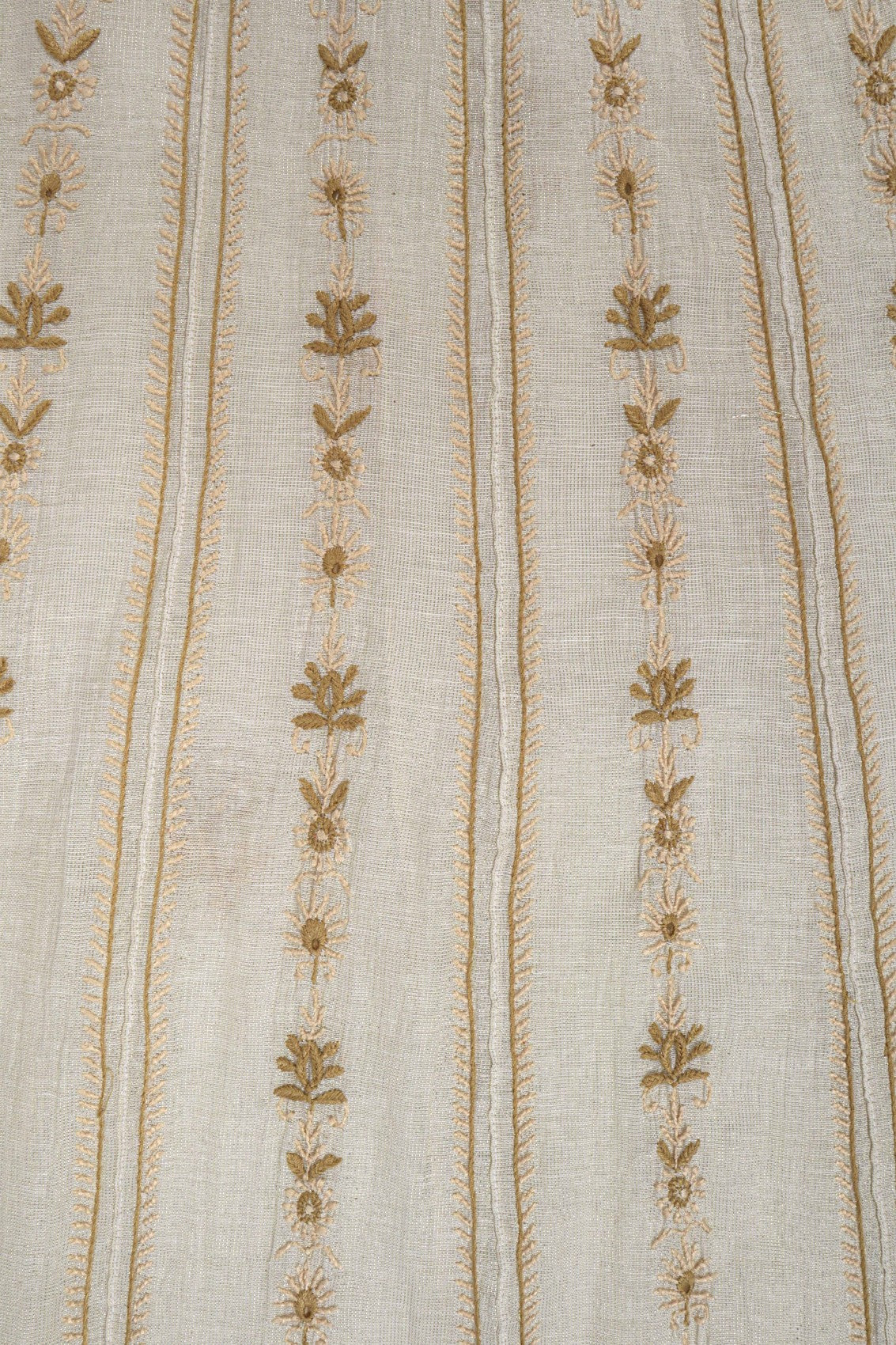 Ada Hand Embroidered Cream Tissue Lucknowi Chikankari Semi-Stitched Anarkali Kurta Dupatta Set 01A146179