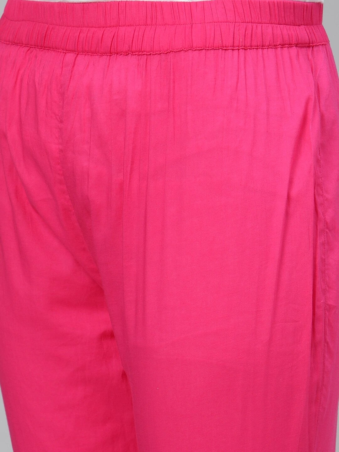 Ada Hand Embroidered Dark Pink Cotton Lucknowi Chikankari Kurta With Trouser A100336