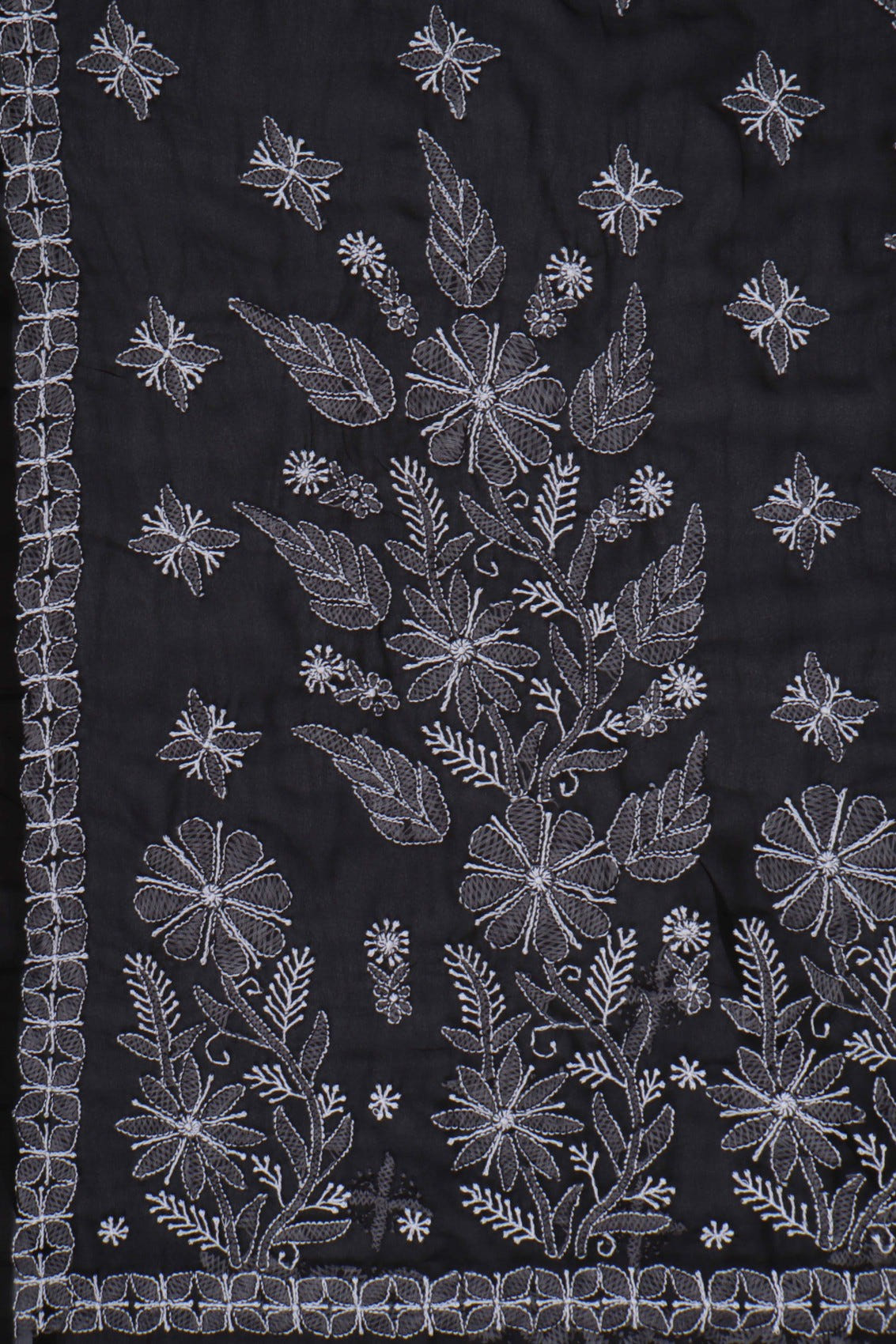 Ada Hand Embroidered Black Georgette Lucknowi Chikankari Saree with Blouse A568847