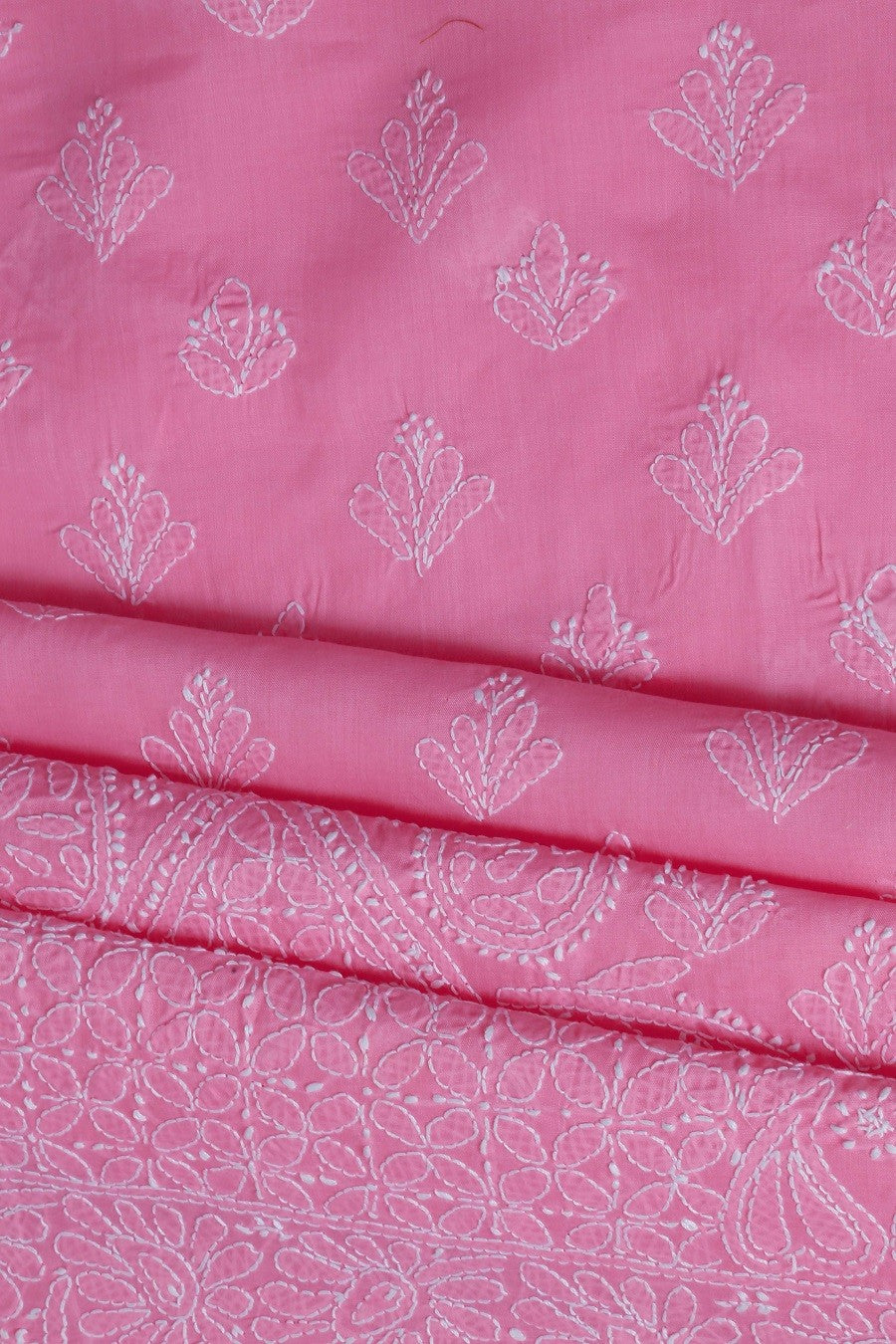 Ada Hand Embroidered Pink Cotton Lucknowi Chikan Unstitched Suit Piece–A607708