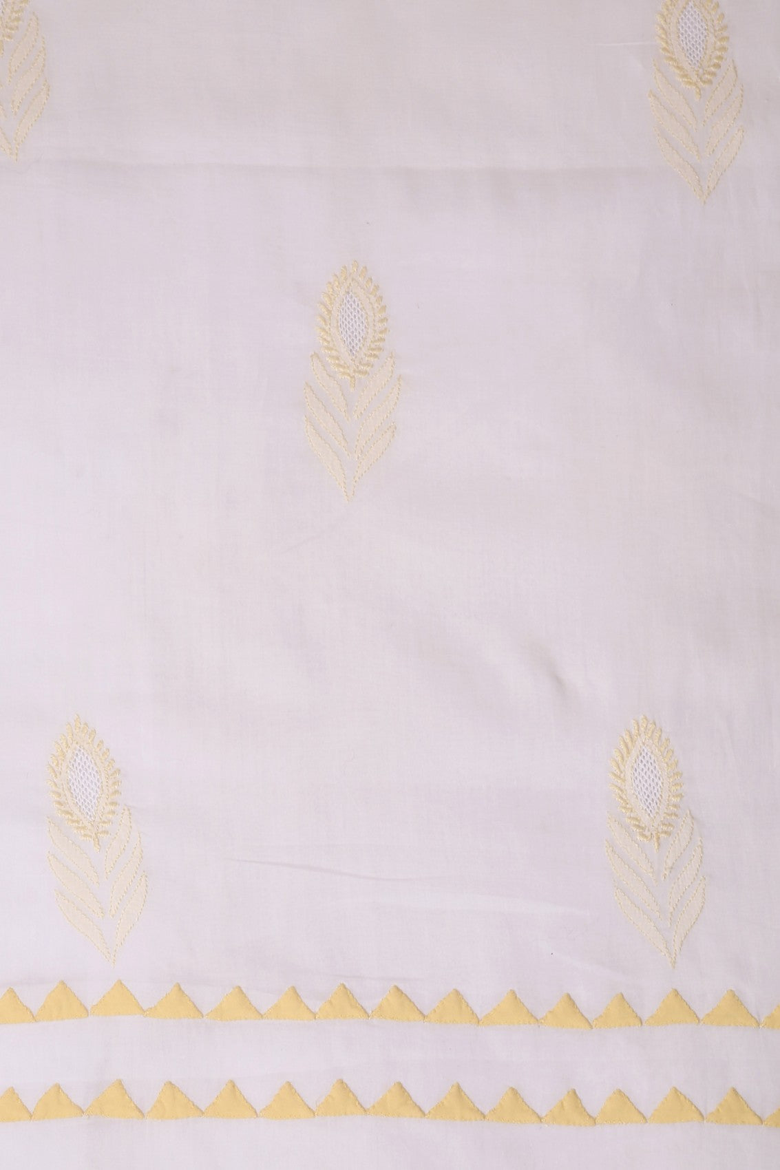 Ada Hand Embroidered White Cotton Lucknowi Chikankari Unstitched Kurta Dupatta Set A251255