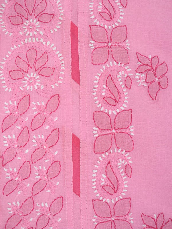 Ada Hand Embroidered Pink Cotton Lucknowi Chikankari Unstitched Suit Piece 01A106148