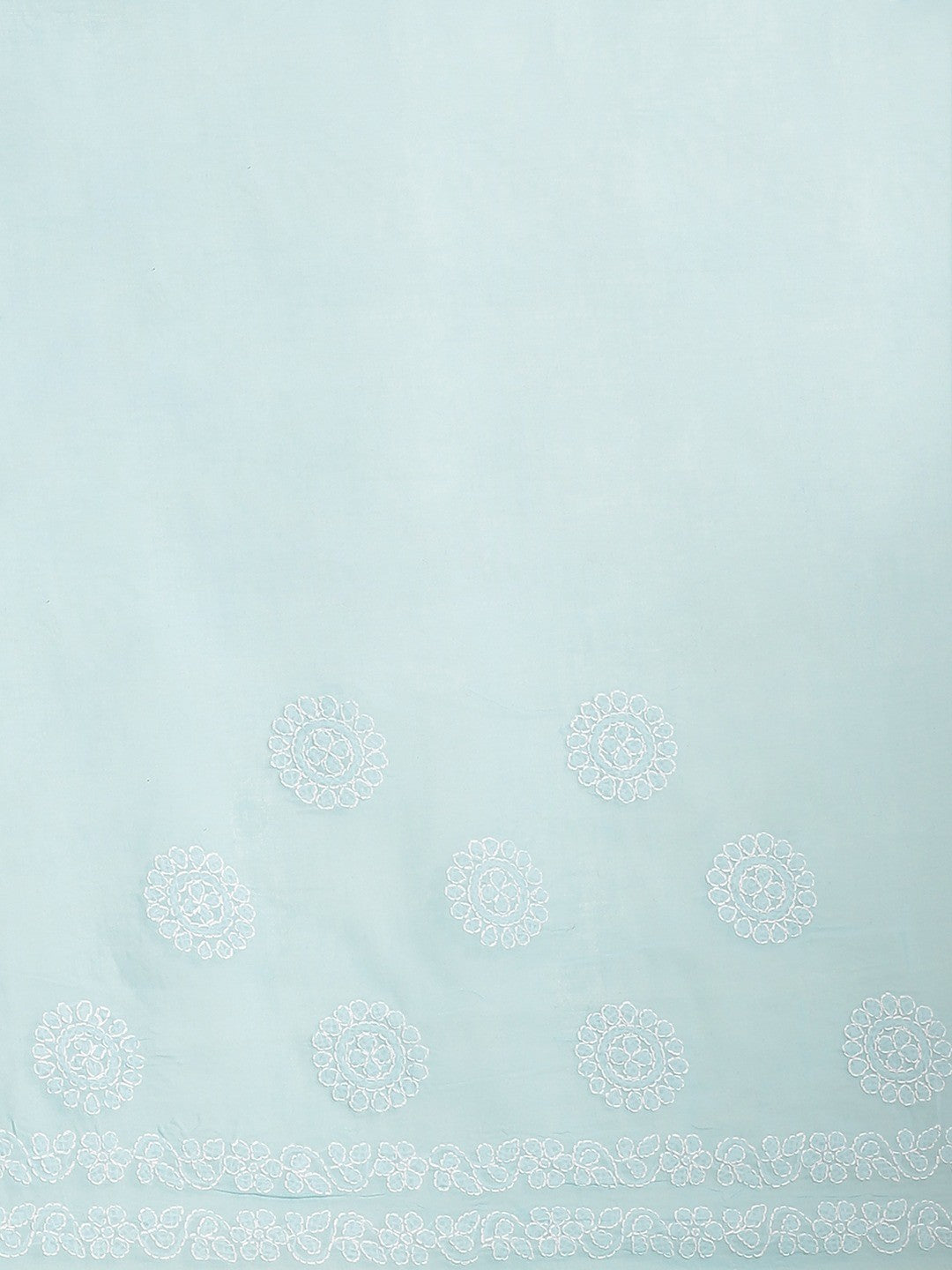 Ada Hand Embroidered Blue Cotton Lucknow Chikan Saree With Blouse A311130