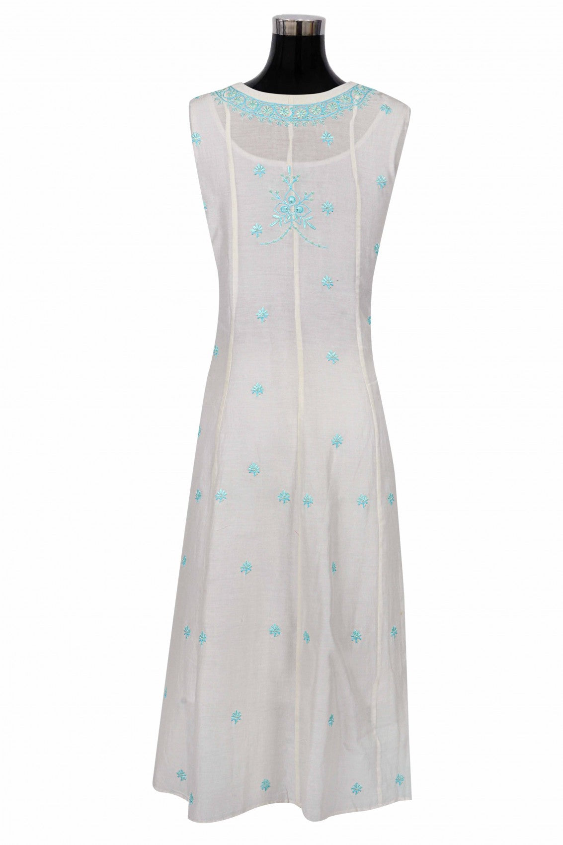 Ada Hand Embroidered Off White Silk Lucknowi Chikankari Semi-Stitched Anarkali Kurta Piece A422554