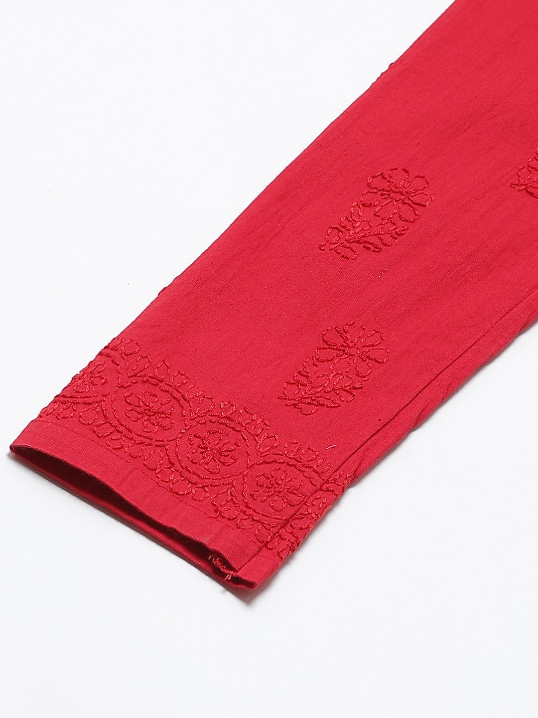 Ada Hand Embroidered Red Cotton Lucknowi Chikankari Churidar A359426