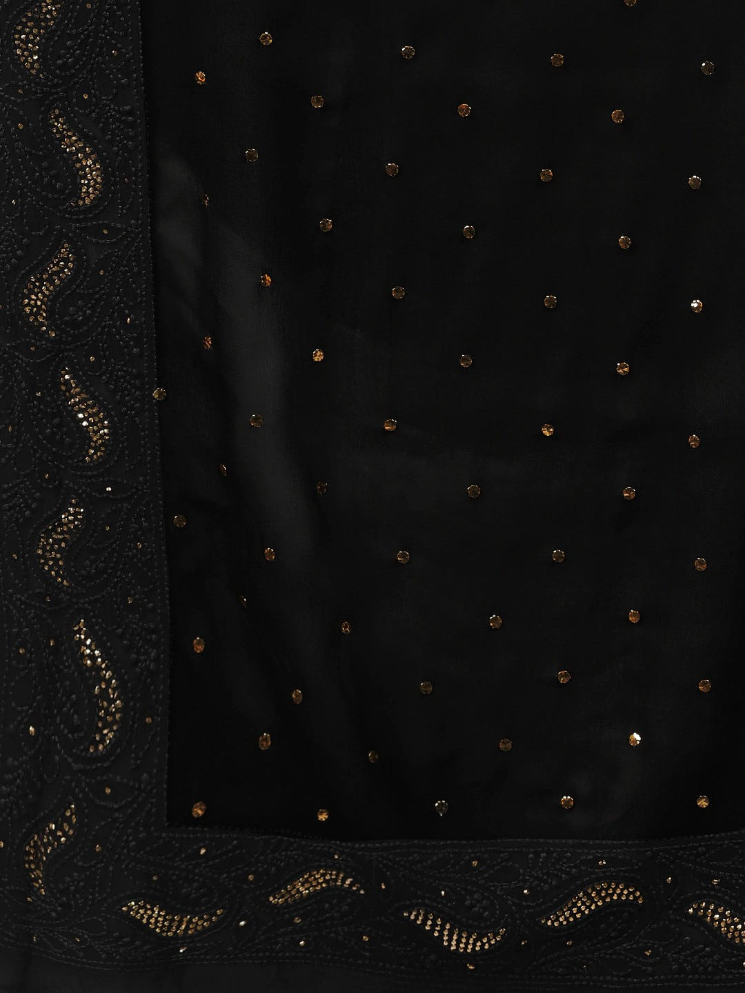 Ada Hand Embroidered Black Georgette Lucknowi Chikankari Dupatta With Muqaish Work A511168