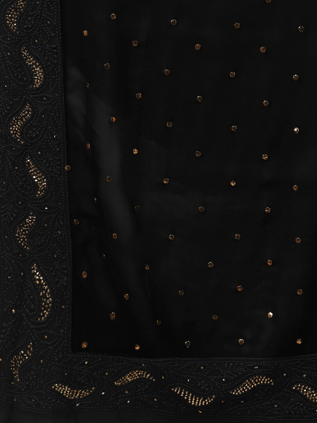 Ada Hand Embroidered Black Georgette Lucknowi Chikankari Dupatta With Muqaish Work A511168