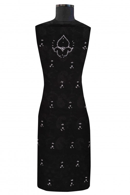 Ada Hand Embroidered Black Cotton Lucknowi Chikan Unstitched Suit Piece A211124