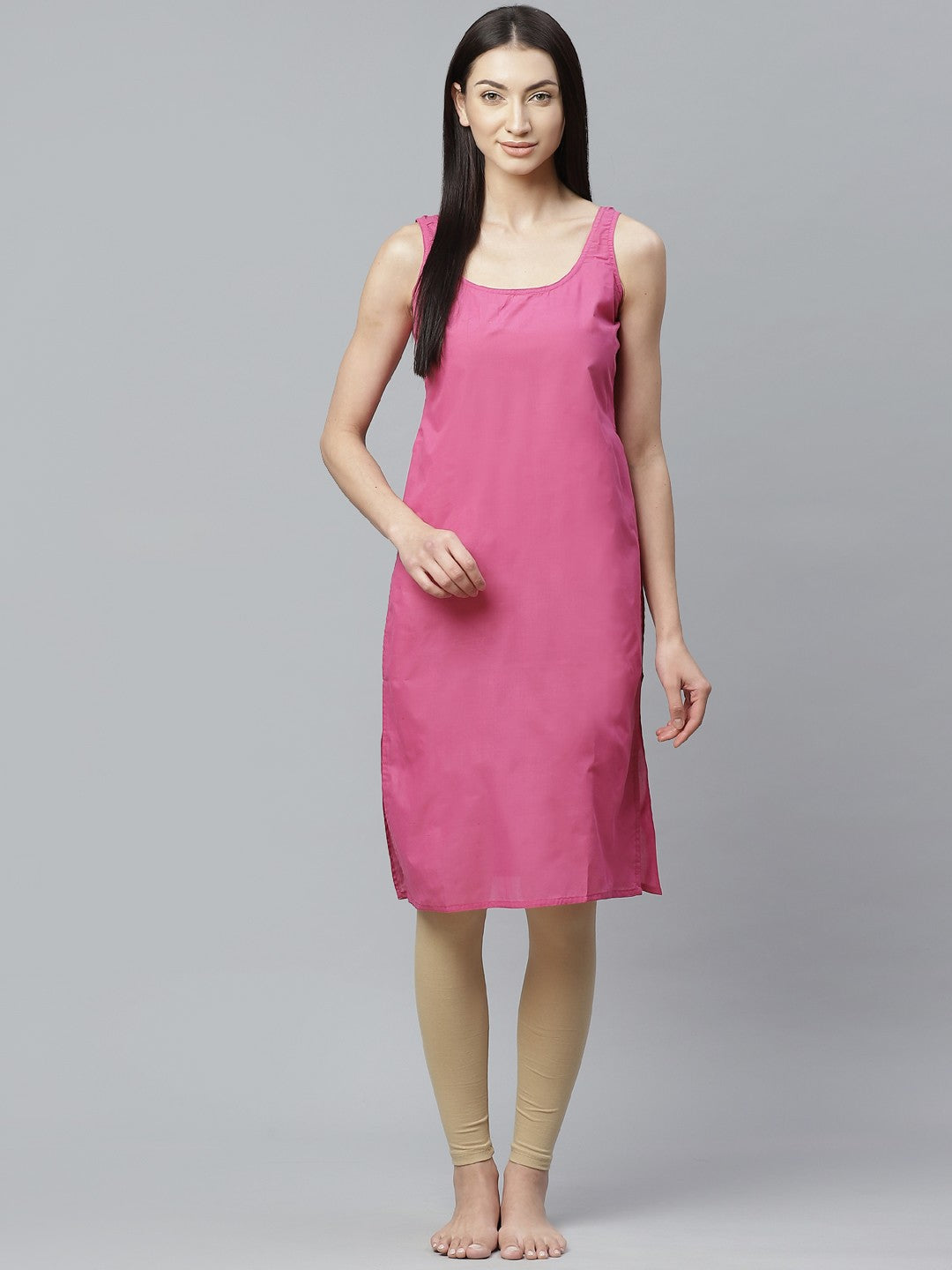 Ada Onion Pink and White Cotton Long Slips Combo of 2 A293031.