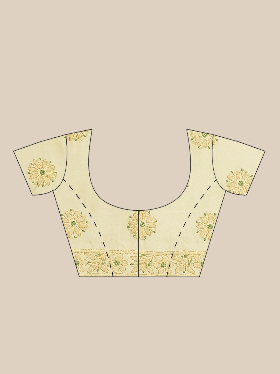 Ada Hand Embroidered Beige Cotton Lucknow Chikan Saree With Blouse A311203