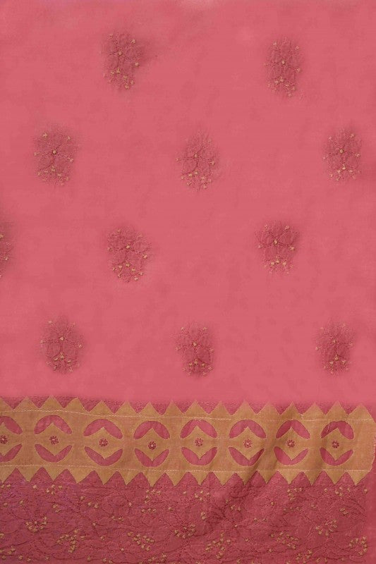 Ada Hand Embroidered Pink Cotton Lucknowi Chikankari Unstitched Suit Piece 01A167071