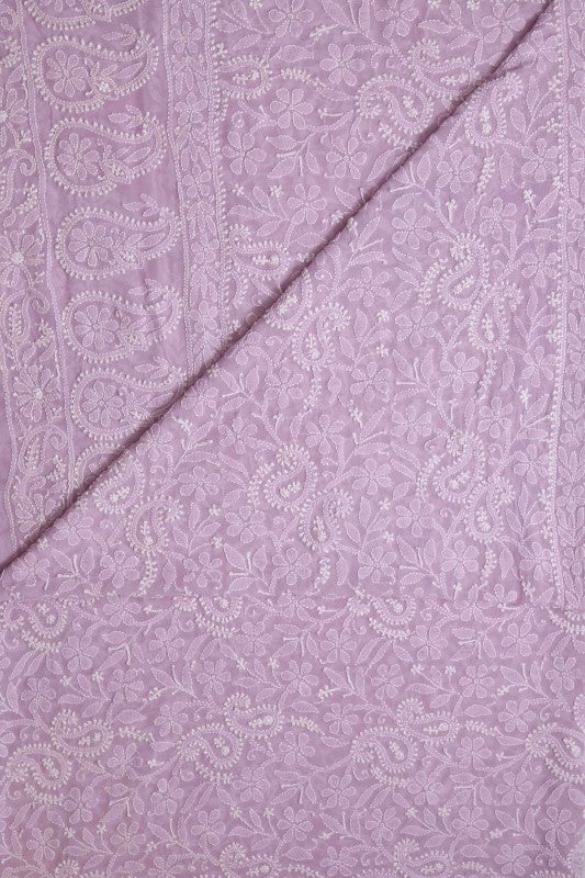 Ada Hand Embroidered Mauve Pure Georgette Lucknowi Chikankari Dupatta A599257