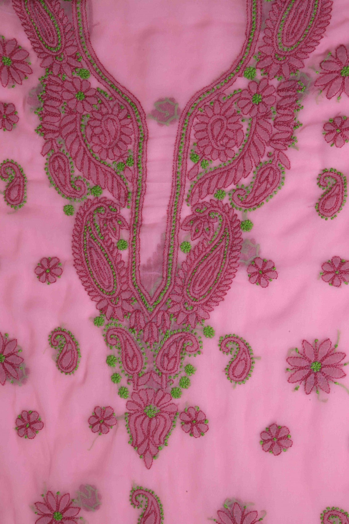 Ada Hand Embroidered Pink Georgette Lucknowi Chikankari Unstitched Suit Piece A211195