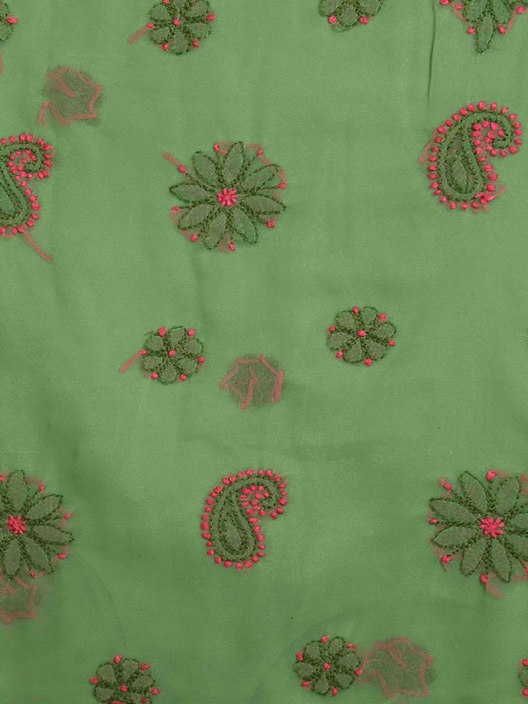 Ada Hand Embroidered Green Georgette Lucknowi Chikankari Unstitched Suit Piece A211191
