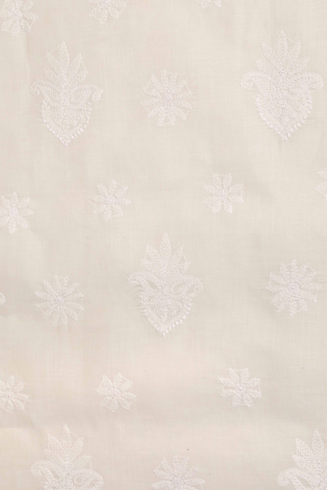Ada Hand Embroidered Cream/White Cotton Lucknowi Chikankari Unstitched Suit Piece A211202