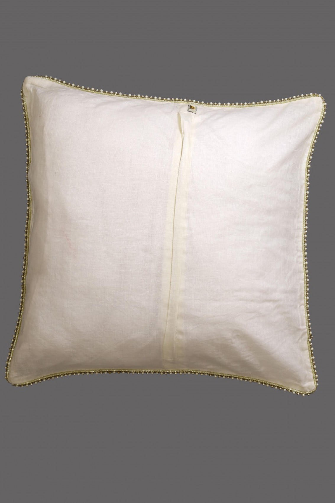 Ada Hand Embroidered White Pure Georgette Lucknowi Chikankari Cushion Cover With Pearl Work 01A33720