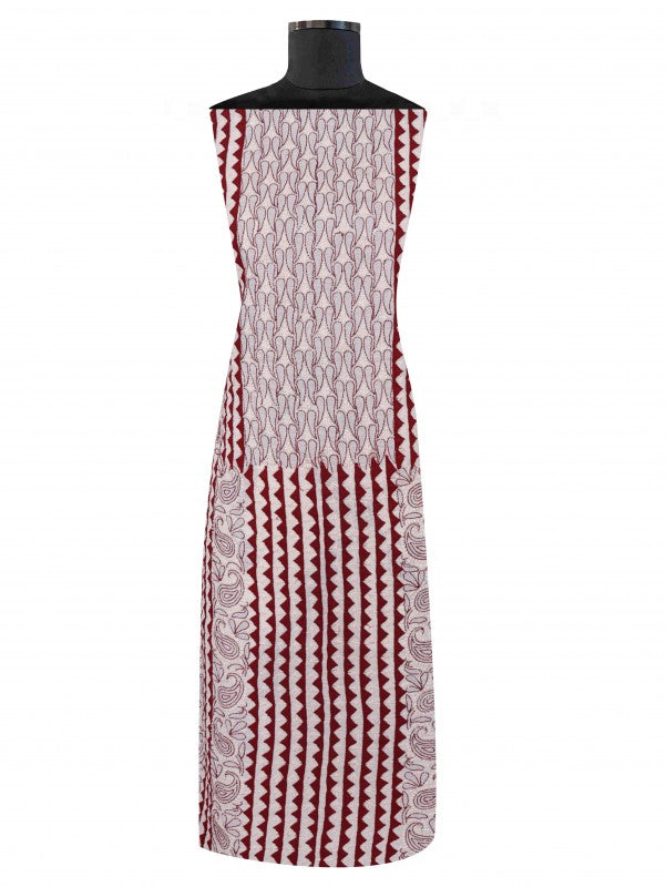 Ada Hand Embroidered White Cotton Lucknowi Chikankari Unstitched Suit Piece 01A215215