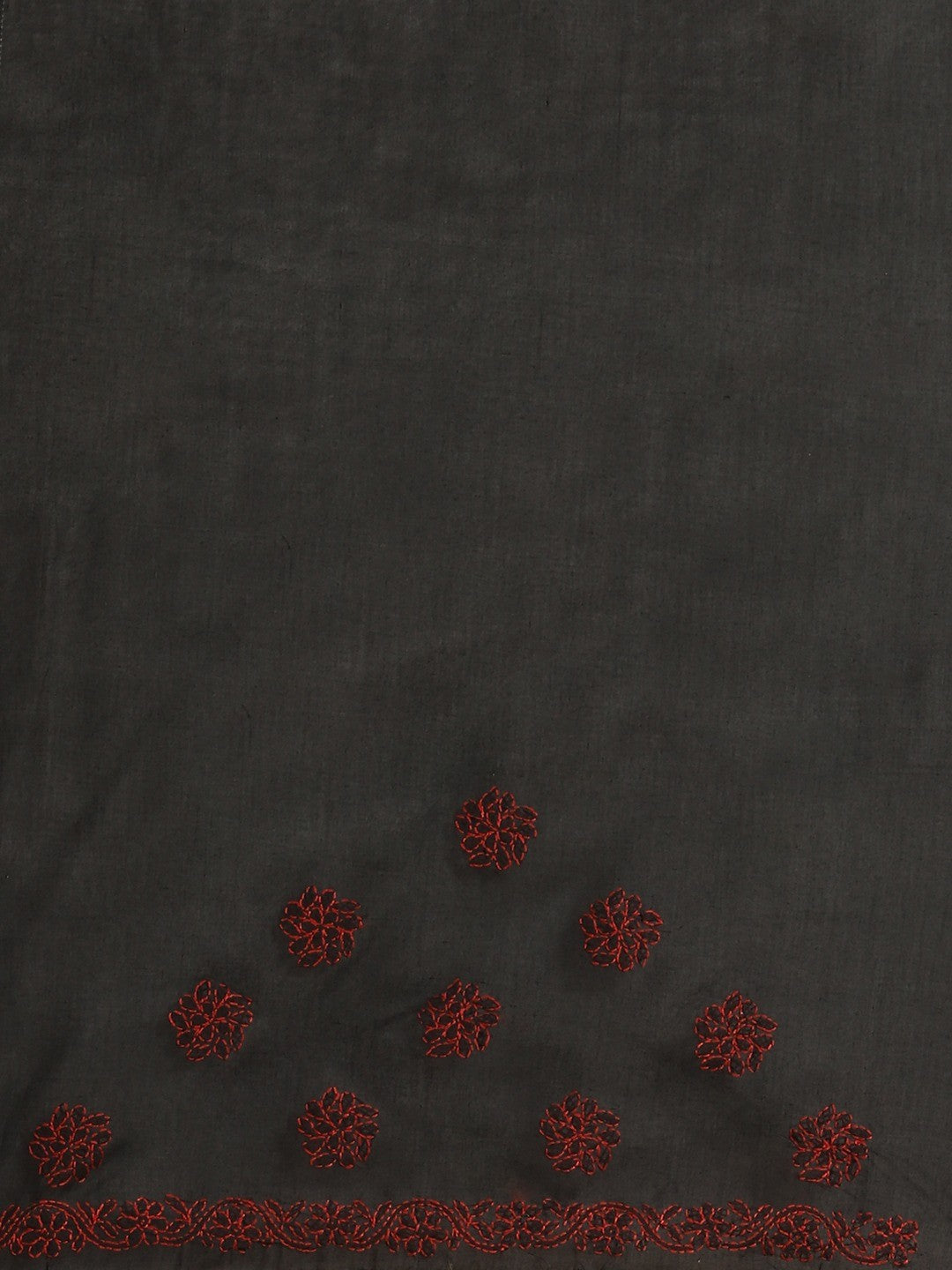 Ada Hand Embroidered Black Cotton Lucknow Chikan Saree With Blouse A311174