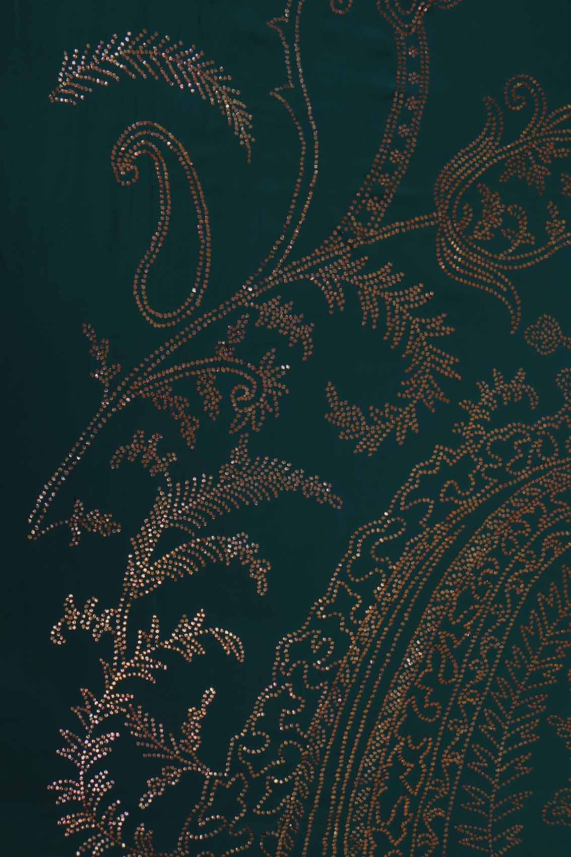 Ada Hand Embroidered Dark Green Pure Georgette Lucknowi Chikankari Saree/Blouse With Muqaish Work A456850